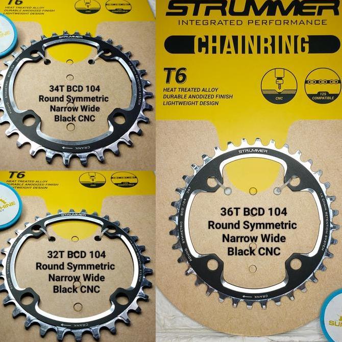 Chainring Crank Strummer 32T 34T 36T 38T 40T 42T 44T Bcd 104 Round Alloy Cnc Sepeda Bmx Fixie Roadbi