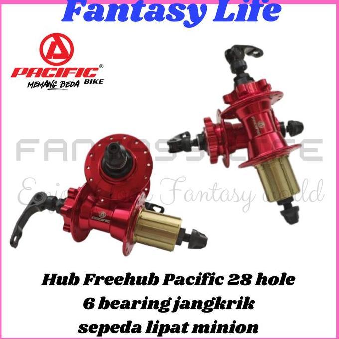 Fantasy Hub Freehub Pacific Model Cassate 28 Hole Jangkrik Depan 2 Bearing Belakang 4 Bearing Sepeda