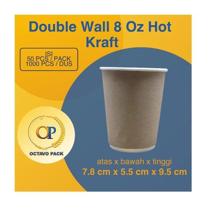 HOT SALE Paper Cup Double Wall Kraft 8 Oz / Double Wall 8 Oz Hot / Paper Cup Double Wall (Isi 50 pcs