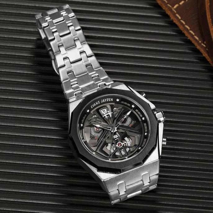 Evans Jayden Jam Tangan Pria 9545 Rantai Kaca Sapphire Chronograph Water Resistant 5 ATM