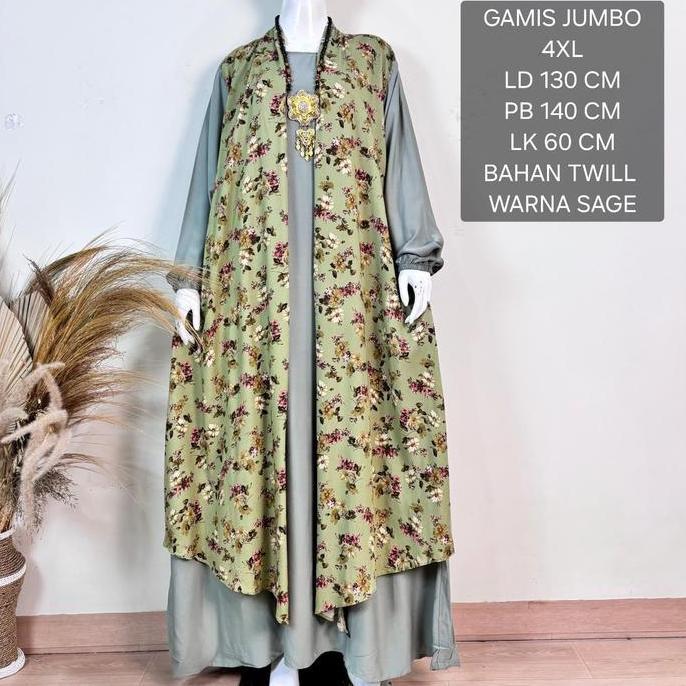 Murah Gamis Jumbo Wanita Ld 130 Cm Model Kombinasi Outer Kekinian - Belinda Dress