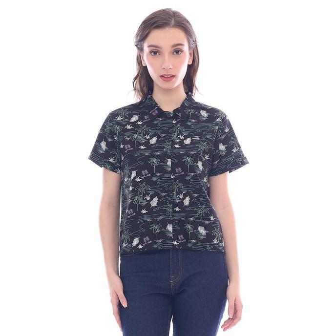 Spyderbilt Kemeja Lengan Pendek Wanita Navy Ibiza Planet Surf