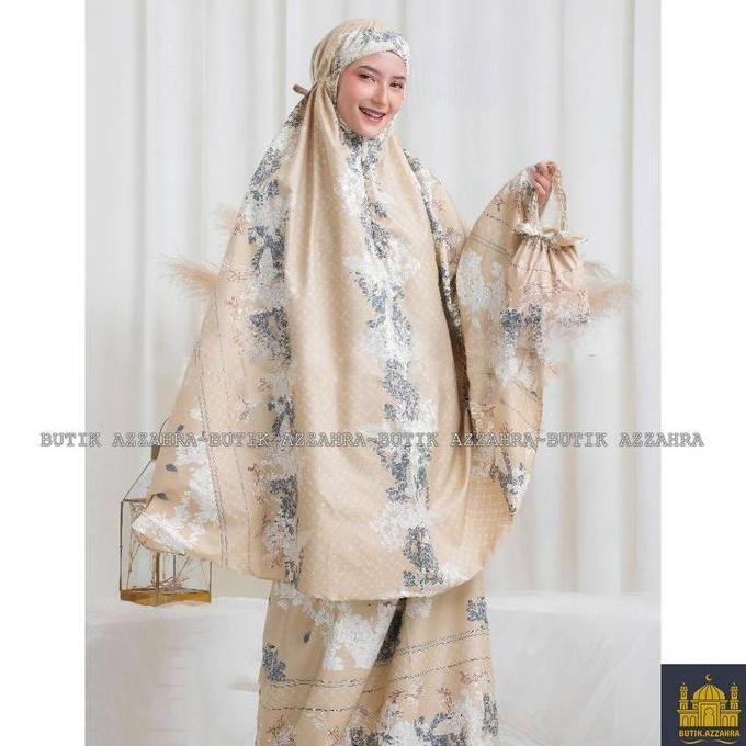 BUTIK.AZZAHRA MUKENA ANAK TANGGUNG ALENA 2IN1 RESLETING KATUN TRAVEL Bunga Lembut