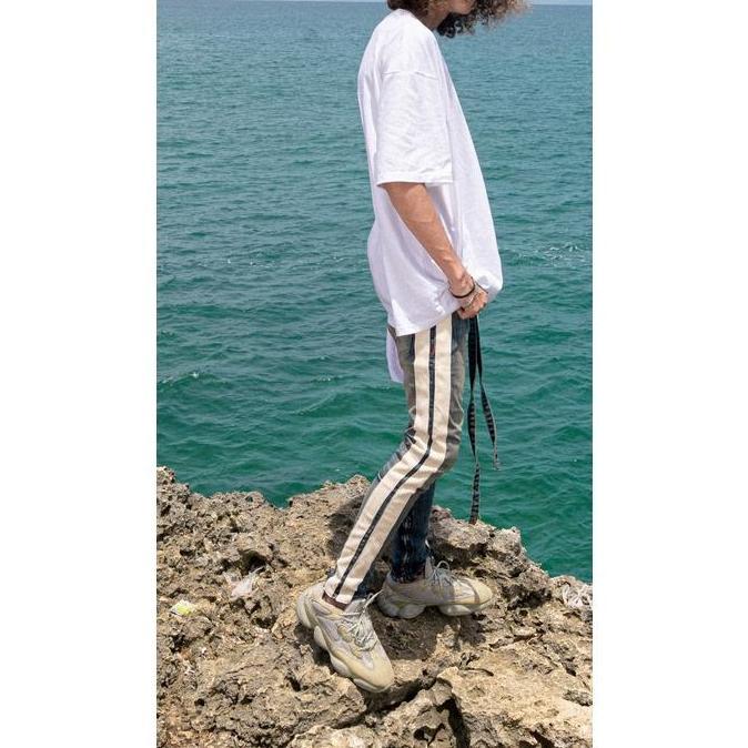 M1 mid distressed - Rusted blue dual stripes - Celana Jeans