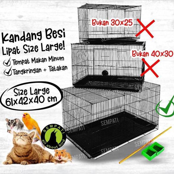 SEMPATI Sangkar Kandang Umbaran Kucing Size Large L 61x42x40cm Ekonomis Fullset Free 2 Cepuk Plus Ta