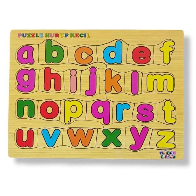 Mainan Edukasi Anak Paket Puzzle Kayu Isi 4 Huruf Hijaiyah Arab Huruf Besar Kecil Angka 0-20