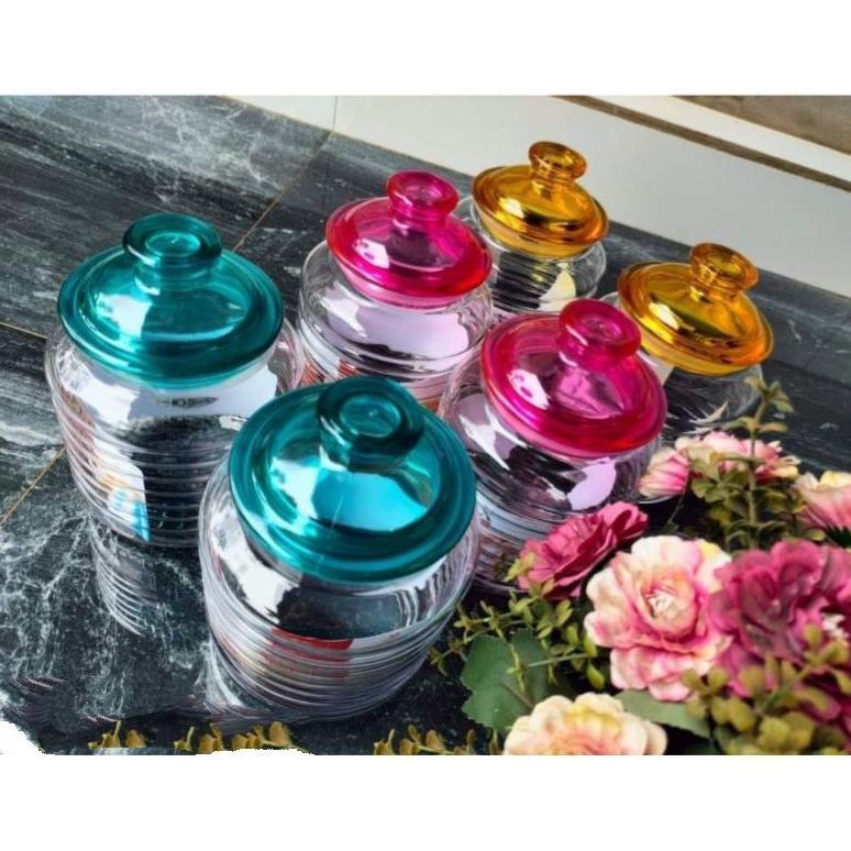 Toples kanmuri toples kue kering kaca set isi 6 idul Fitri lebaran