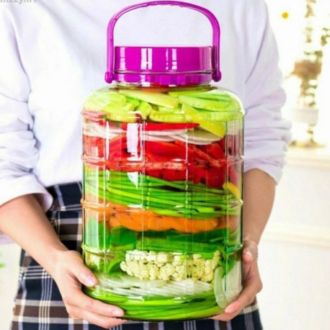 Toples Kaca Jumbo 10L Gagang Ungu Manisan Asinan Canister Jar Kue Lebaran Kombucha Dessert Minuman K