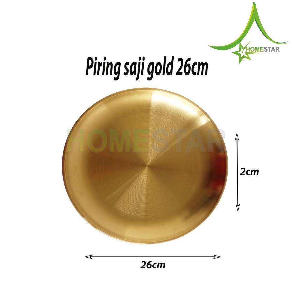 Piring Saji Warna Gold Emas / Piring Makan Bundar Gold