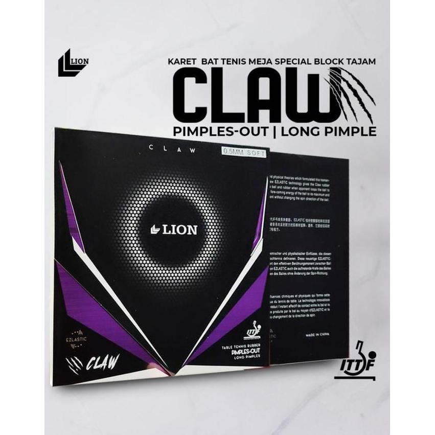 Karet Bat Tenis Meja Lion Claw Bintik Panjang Sponge 0.5mm