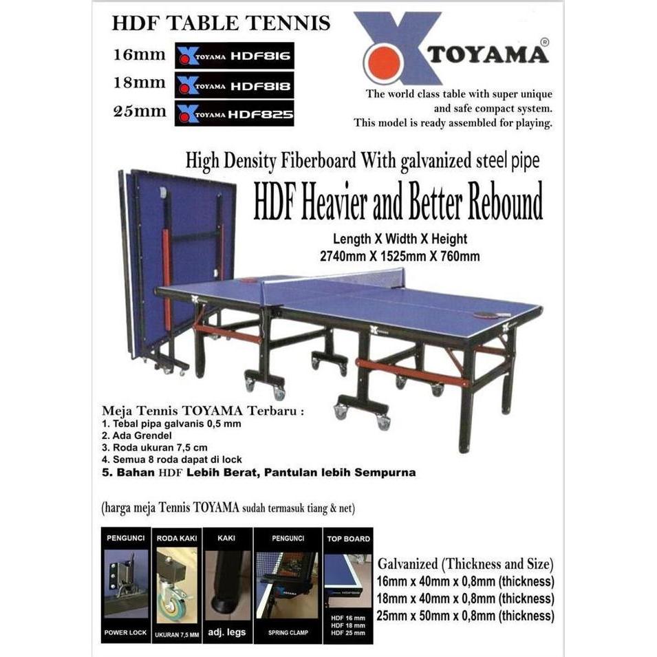 Meja Pingpong Tenis Meja Toyama HDF818 HDF 818 18MM BEST