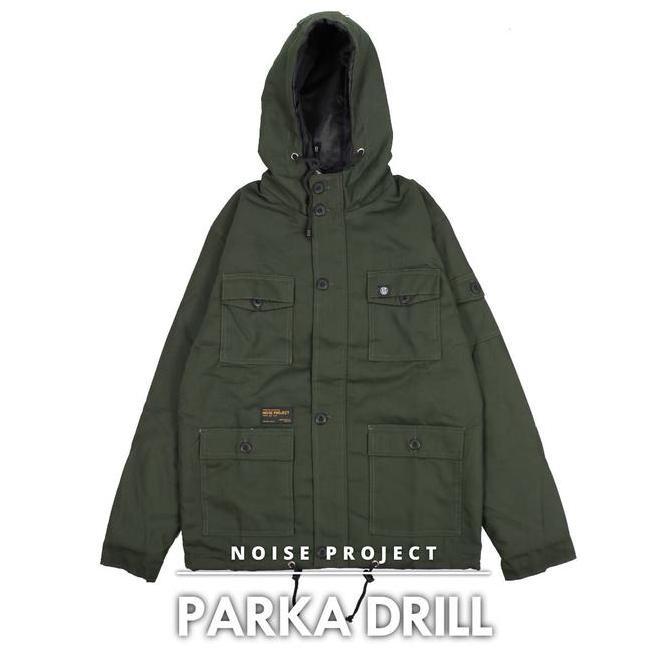 Jaket Parka Pria Orinal Noise Hijau Army Kanvas drill Premium M L XL