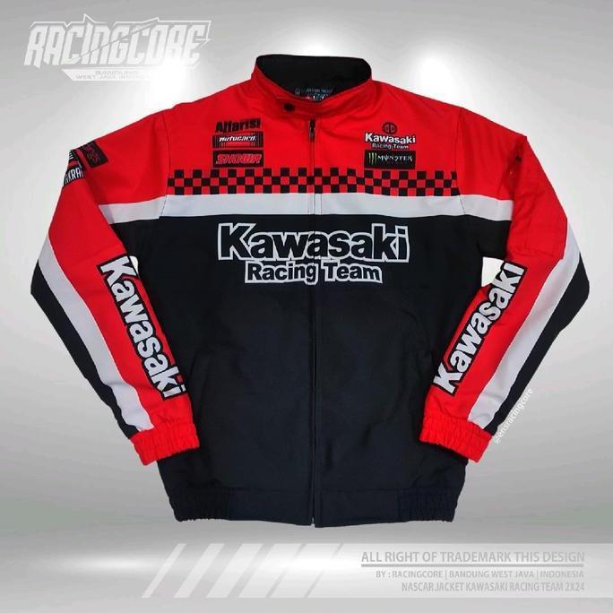 JAKET NASCAR KAWASAKI NINJA ZX NINJA 250 NINJA RR SUPERMOTO WATEROOF ZIPPER KEREN