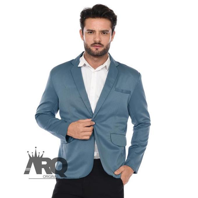 Jas Formal Pria Terbaru Warna Biru Wardah Model Slim Fit Bahan Premium Blazer Formal/Casual keren