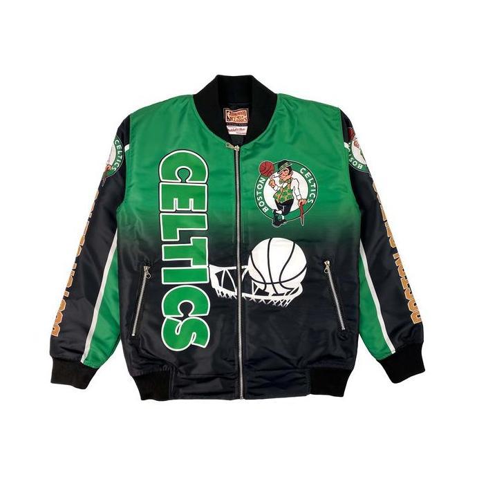 Jaket Varsity Baseball Full Zipper Boston Celtics  Gambar Printing Pria Wanita