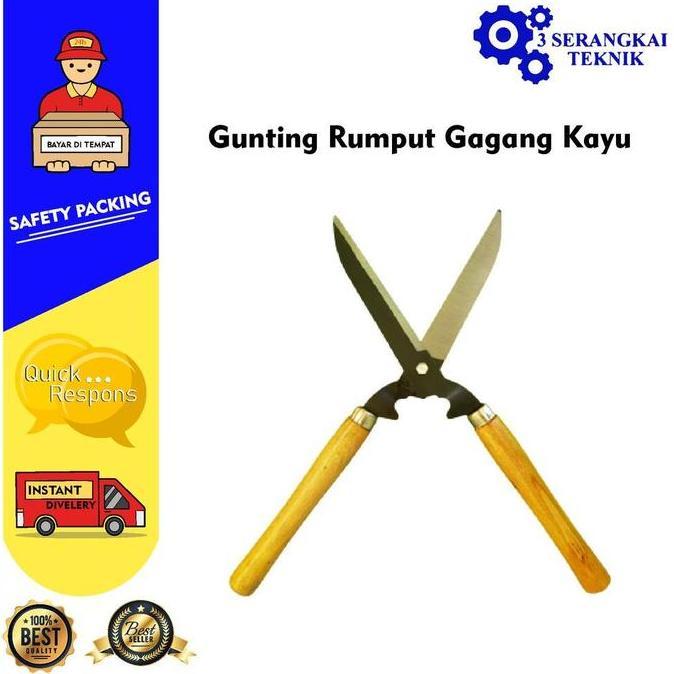 Alat Berkebun Gunting Rumput Gagang Kayu