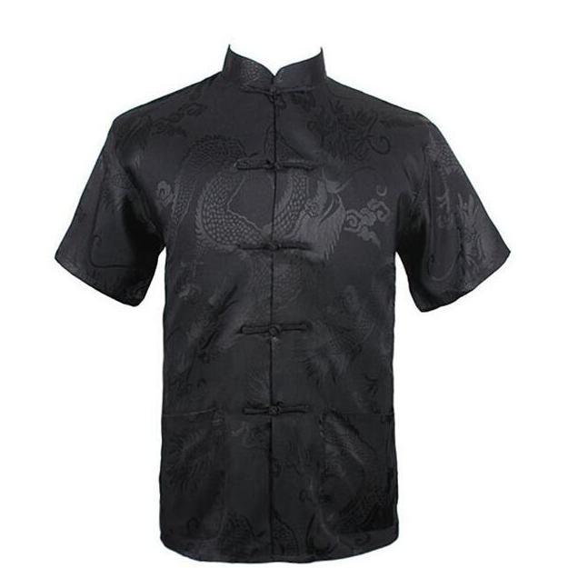 PROMO... Cheongsam Atasan Lengan Pendek Pria Khusus Hitam [terbaik]