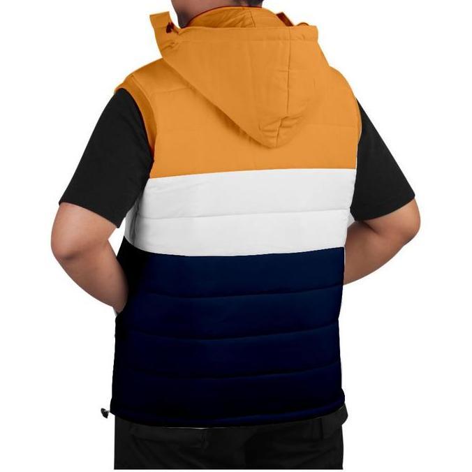 NEW DENZEL ROMPI PRIA DZ 034 KUNING PUTIH NAVY - JAKET ROMPI PRIA - JAKET MOTOR ROMPI - JAKET ROMPI 