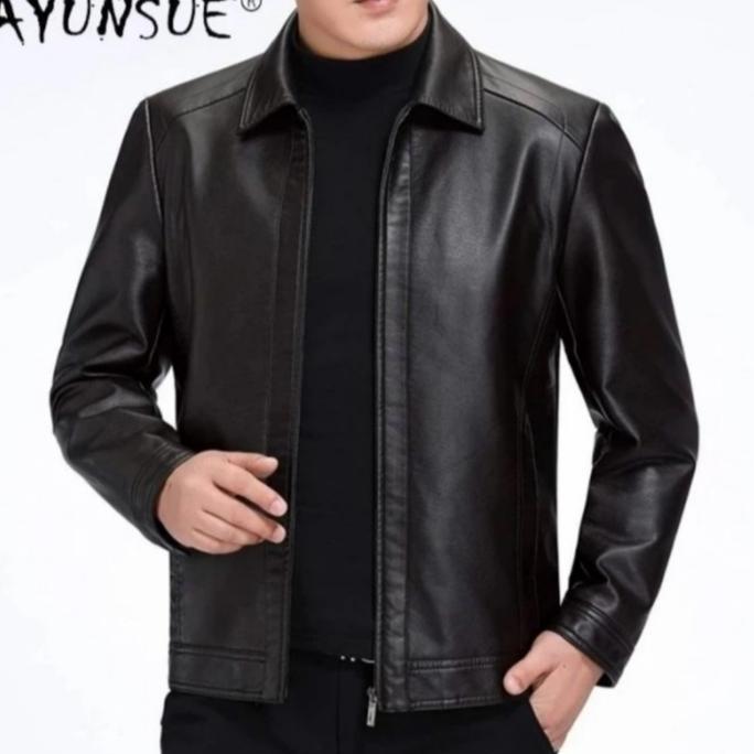 jaket kulit asli domba garut slim fit model jaket pria