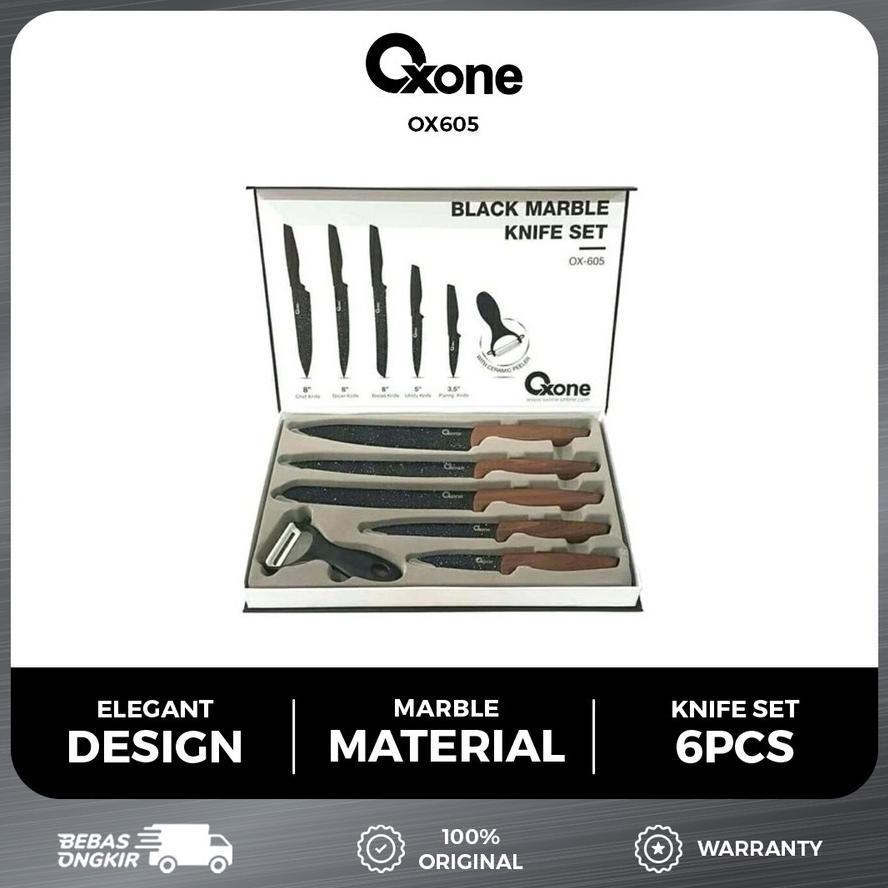 Pisau Set Oxone OX 605 Black Marble Knife Set Isi 6 Pisau Oxone 605 Knife Set Oxone