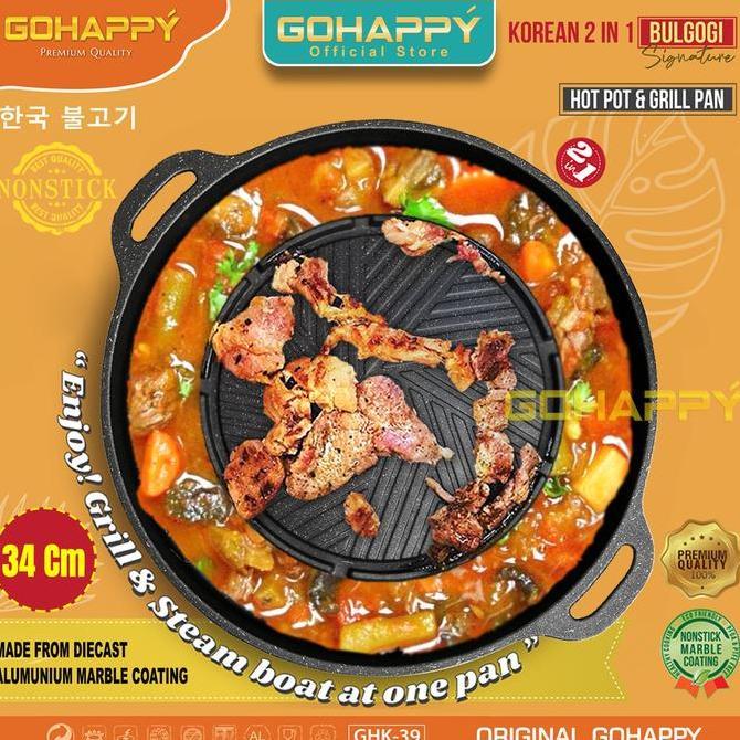 Sukiyaki Buogi Pan 2 In 1 Mookata Panci Grill Pan Shabu Shabu Stein