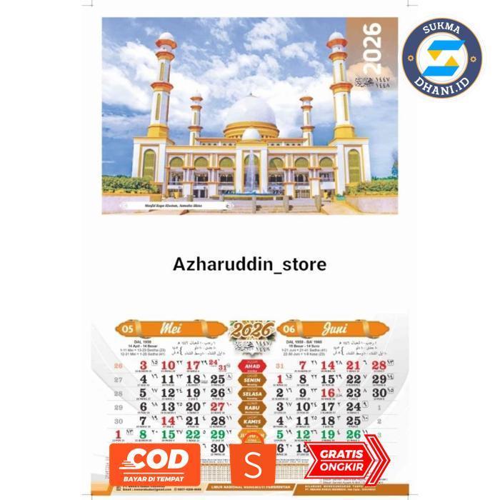 SUKMADHANI.ID KALENDER MENARA 2026 DESAIN TERBARU 6 LEMBAR GAMBAR MASJID ASLI PRODUK MENARA KUDUS AL