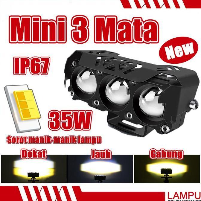 TERBAIK LAMPU TEMBAK LASER/LAMPU TEMBAK MINI 3 Mata/TANPA KIPAS/SUPER BRIGHT HI LO 35 WATT LAMPU TEM