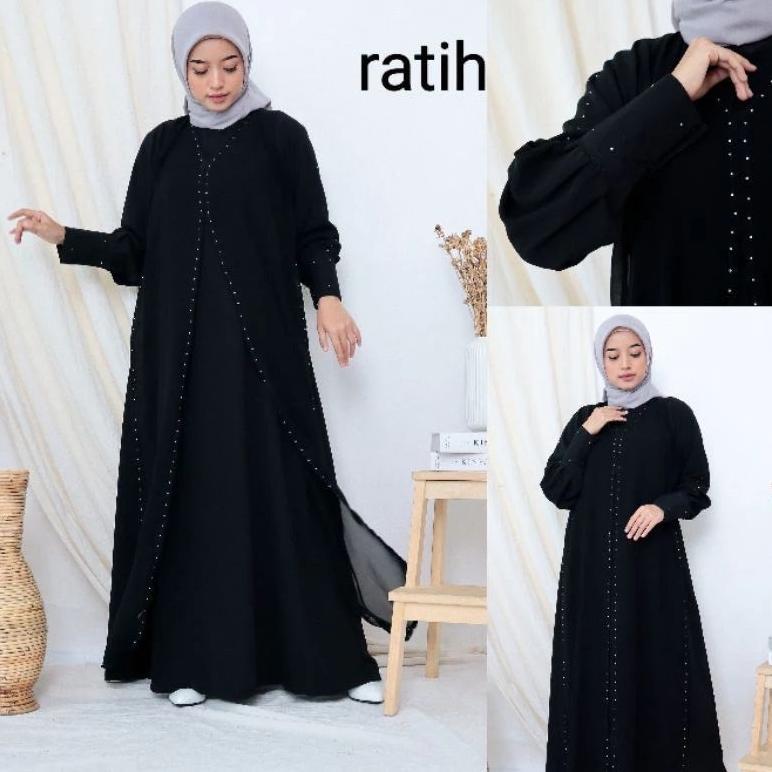 Abaya Hitam Couple Ibu Anak Sepasang Gamis Wanita Baju Anak Ratih