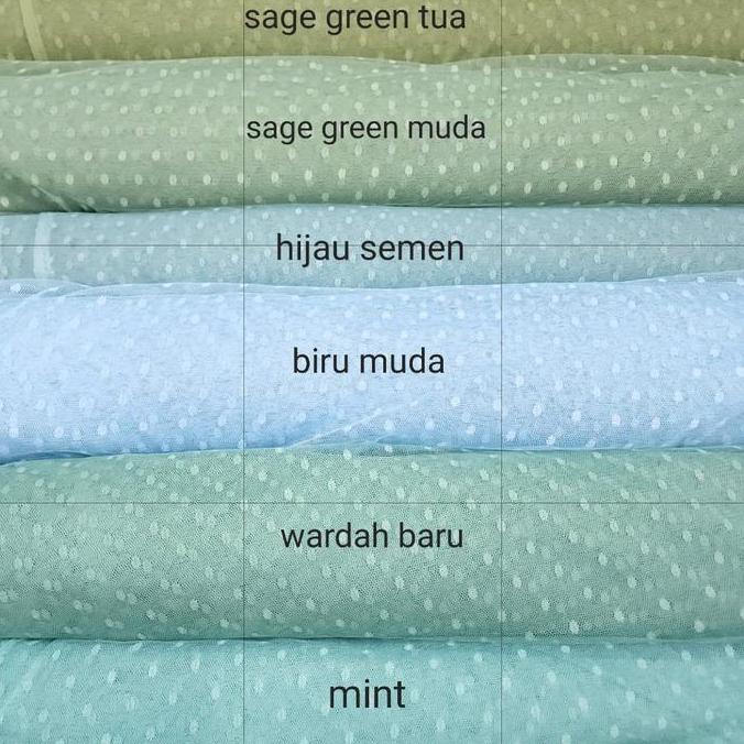 Tahan Lama  Kain Tile Tulle Polkadot Sage Green / Tile Dot Bahan Gaun Meter&0,5M