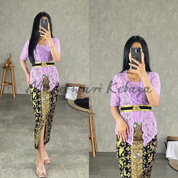 Saless Kebaya Bali Set Brukat Bianca Ungu Lilac