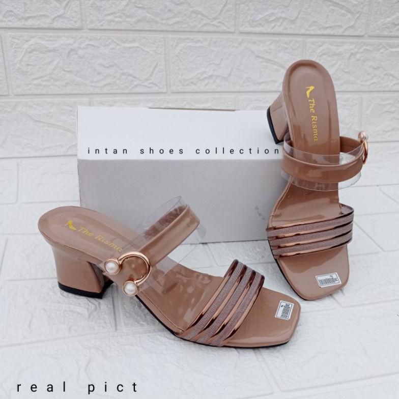 Sandal heels pesta wanita remaja 2022/sendal selop wedges perempuan tinggi hak 5cm/high heels pesta 