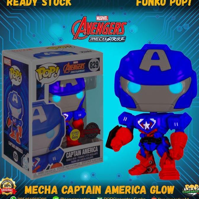 Funko POP Marvel Avengers Mech Strike - Captain America Mech Glow #829