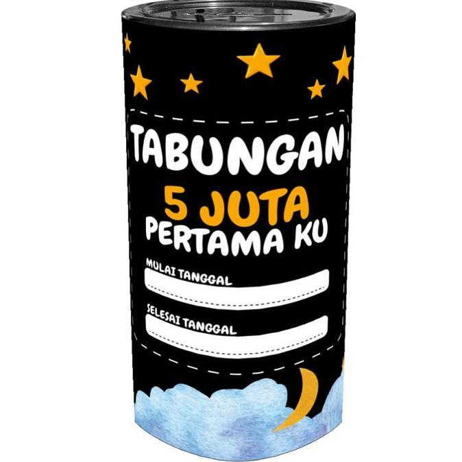 Celengan Viral Target Motif Black Premium Celengan Target 5 Juta 20 K Permanen Murah Tebal-Hitam Pla