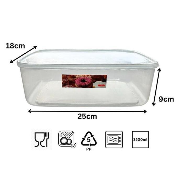 Food Boox 3500 Ml Tempat Donat Sosis Sate Brownies Kotak Makanan Plastik Transparan Tebal 3,5 L Best