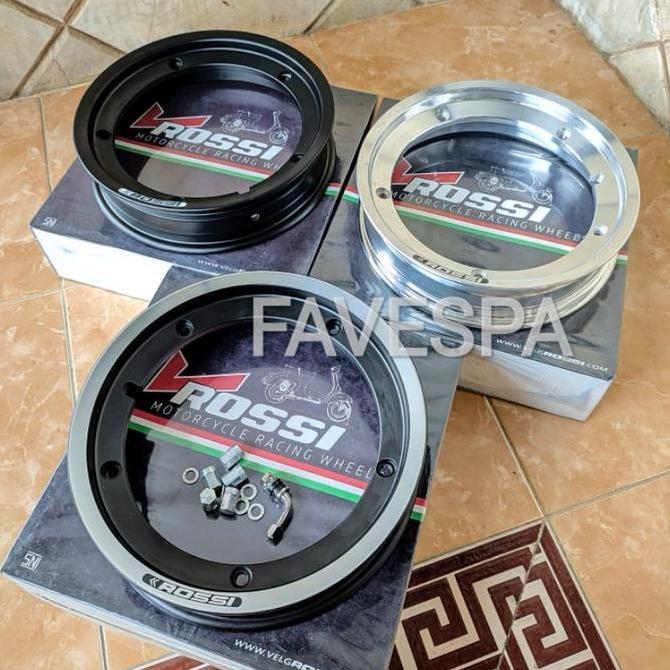 VELG VESPA RING 10 TUBELESS VROSSI HITAM CHROME Original