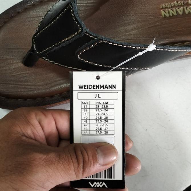 Sandal jepit kulit asli pria WEIDENMANN ORINAL JL 501 HITAM