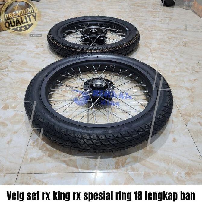 pelek velg velk set rx king rx spesial ring 18 lebar 160/185 rossi hitam lengkap ban NR65 depan dan 