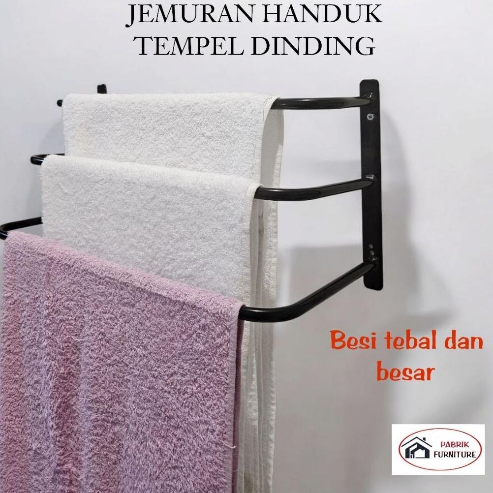 Jemuran Handuk Tempel Dinding Rak Jemur Handuk Dinding Kamar Mandi Jemuran Handuk Besi Anti Karat