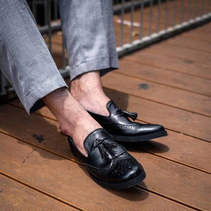 SEPATU PANTOFEL GIANT TOMIO PANTOFEL BLACK | GIANT FLAMES |SEPATU PRIA