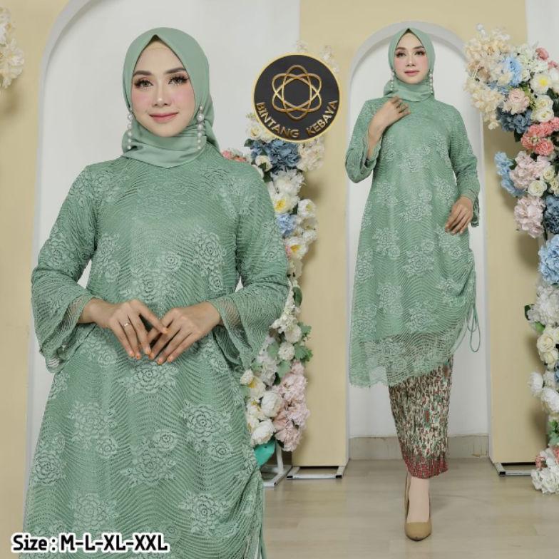 Tahan Lama ( Cod ) Kebaya Tunik Serut Brukat Full Bordir 100% Realpict Mewah / Tunik Serut Renda Bru