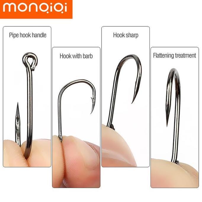 500Pcs Buah Kail Pancing Kait Ikan Baja Karbon Tinggi Ikan Tajam Dari Kail Pancing 1 Set Pancing Kec