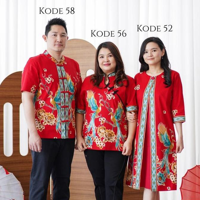 [ Fng ] Batik Imlek 2026 Feng Katun Stretch Premium Jumbo Bigsize Couple Dress Kemeja Cheongsam
