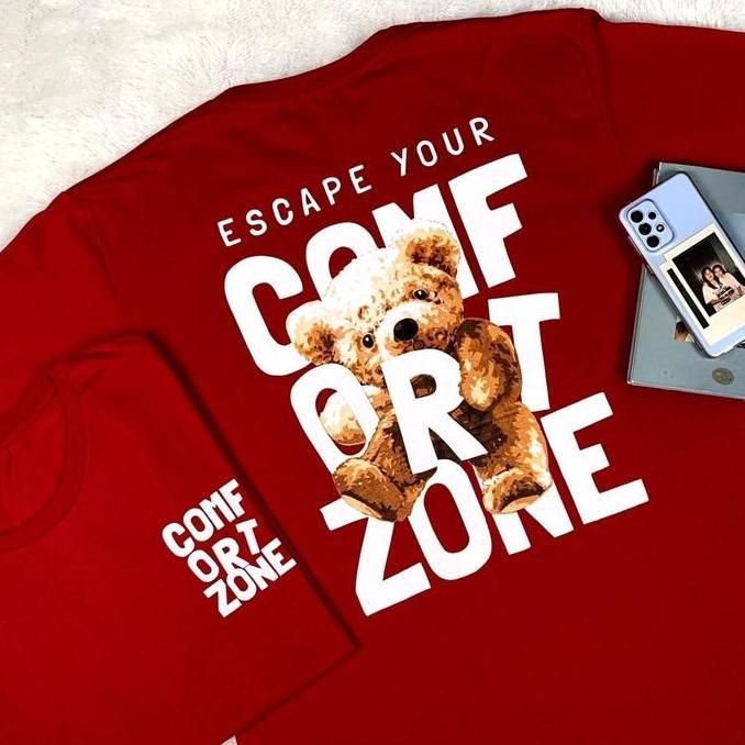 Vibel - Kaos Teddy Bear Comfort Zone Baju Cewek Cowok Model Oversize Tshirt Atasan Katun Pendek Wani