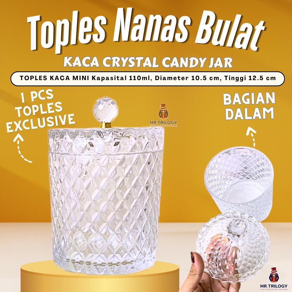 Toples Kaca Tempat Penyimpanan Snack Mewah / Toples Makanan Serbaguna Model NANAS BULAT Toples Lebar