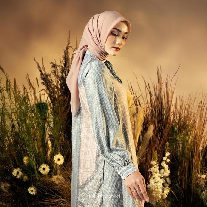 Nobby Hanoe Dress Gamis Muslim Lengan Panjang Wanita Bahan Satin Soft Silk