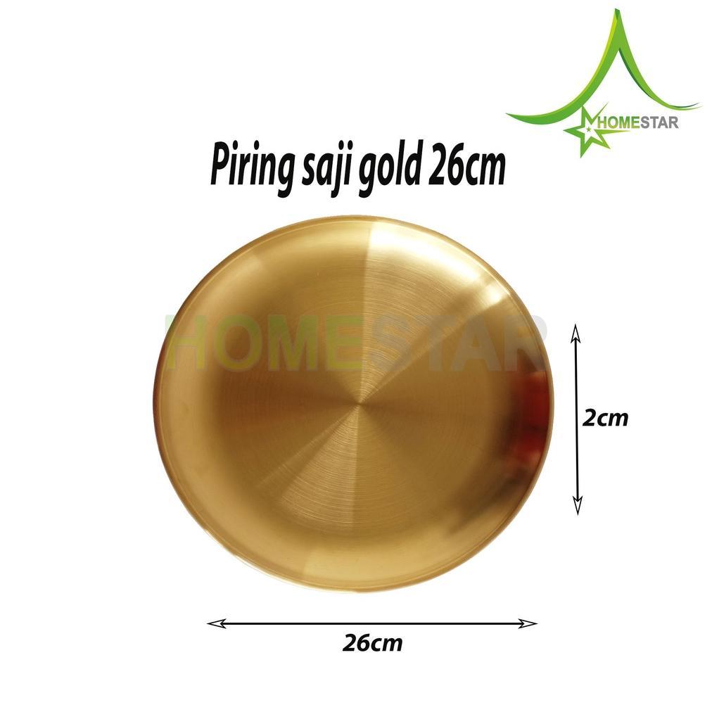 Piring Saji Warna Gold Emas / Piring Makan Bundar Gold Promo