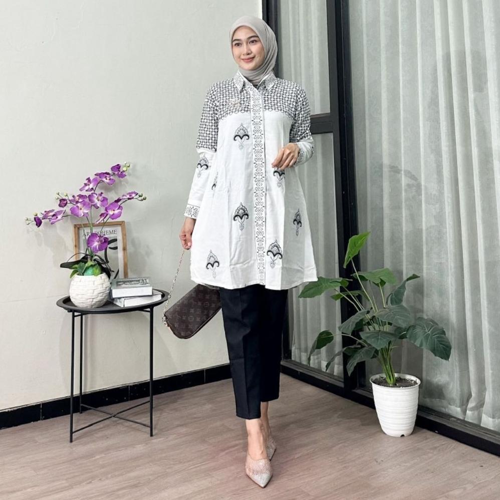 Tunik Wanita KAYANA Oversize Motif Kopi Kawung - Tunik Wanita Jumbo Size Limited