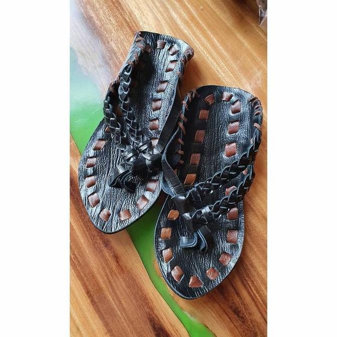 Sandal Terompah Nabi Rajut Kulit