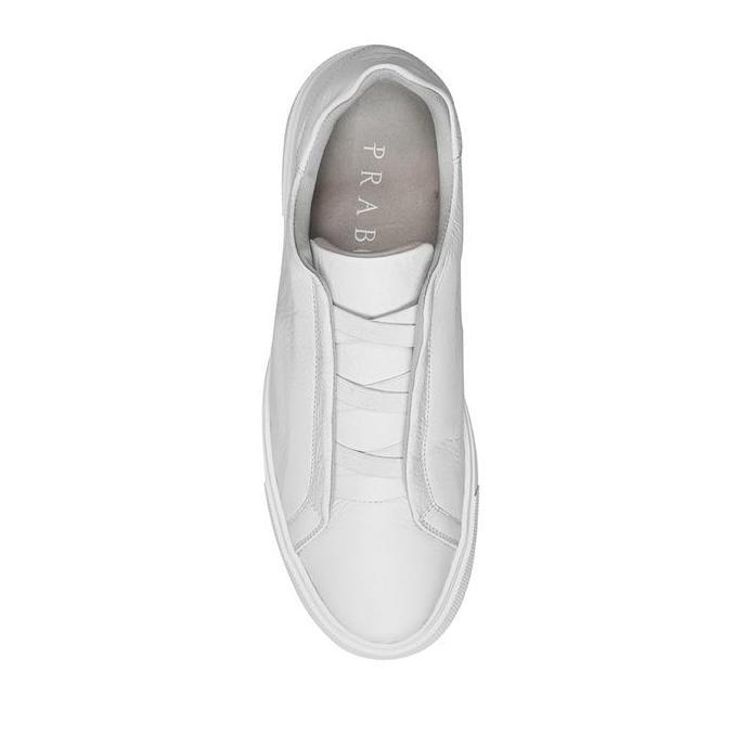 Prabu - Chandara All White Sepatu Slip On Sneakers Kulit Pria Putih