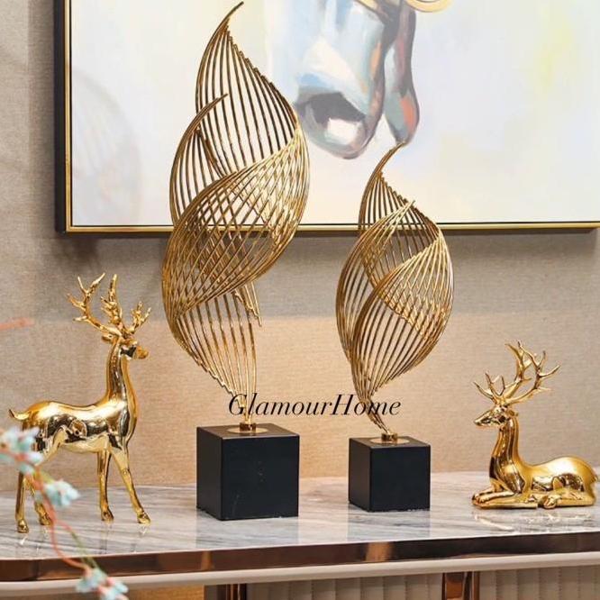 Pajangan Meja Abstrak Gold Dekorasi Rak Pajangan Pajangan Rumah